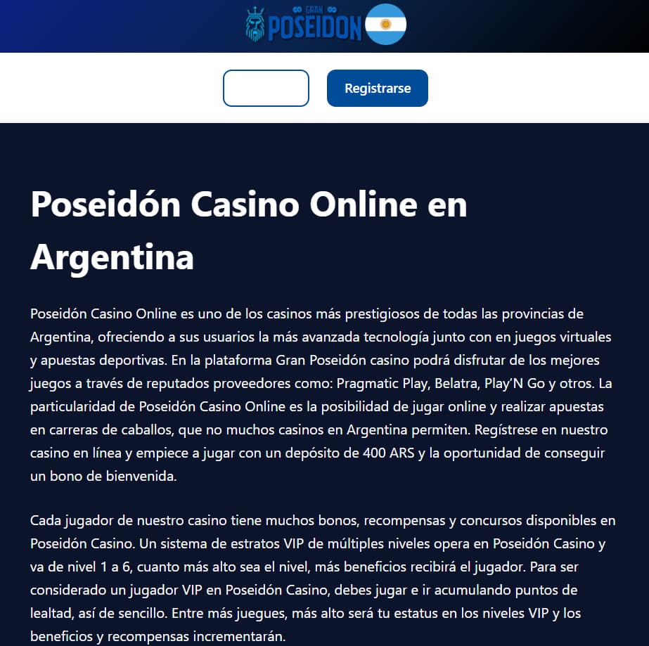 Gran Poseidón Casino versión móvil